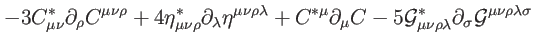 $\displaystyle -3C_{\mu \nu }^{\ast }\partial _{\rho }C^{\mu \nu \rho }+4\eta _{...
...a }^{\ast }\partial
_{\sigma }\mathcal{G}^{\mu \nu \rho \lambda \sigma } \notag$