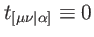 $ t_{[\mu \nu \vert\alpha ]}\equiv 0$