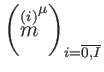 $ \left( \overset{\left( i\right) }{m}^{\mu }\right) _{i=
\overline{0,I}}$