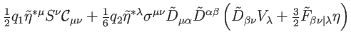 $\displaystyle \tfrac{1}{2}q_{1}\tilde{\eta}^{\ast \mu }S^{\nu }
\mathcal{C}_{\m...
...V_{\lambda }+\tfrac{3}{2}\tilde{F}_{\beta \nu \vert\lambda }\eta
\right) \notag$