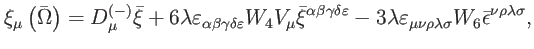 $\displaystyle \xi _{\mu }\left( \bar{\Omega}\right) =D_{\mu }^{(-)}\bar{\xi}+6\...
... _{\mu \nu \rho \lambda \sigma }W_{6}\bar{\epsilon}^{\nu \rho \lambda \sigma },$