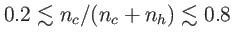 $ 0.2\lesssim n_{c}/(n_{c}+n_{h})\lesssim0.8$