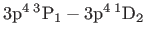 $ 3{\rm p}^{4} {}^{3}{\rm P}_{1}-3{\rm p}^{4} {}^{1}{\rm D}_{2}$
