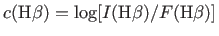 $ c({\rm H}\beta)=\log[I({\rm H}\beta)/F({\rm H}\beta)]$
